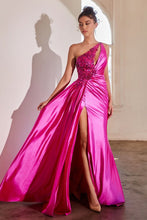 Load image into Gallery viewer, One Shoulder Embellished Satin Gown
