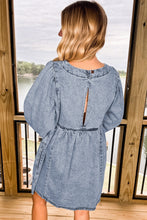 Load image into Gallery viewer, Beau Blue Light Wash High Waist Loose Fit Denim Mini Dress
