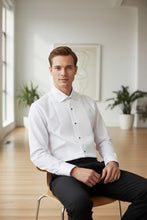 Load image into Gallery viewer, "Charles" White Spread Collar Tuxedo Shirt
