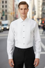 Load image into Gallery viewer, "Charles" White Spread Collar Tuxedo Shirt
