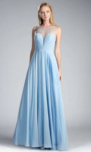 Load image into Gallery viewer, A-Line Chiffon Dress with Illusion Neckline
