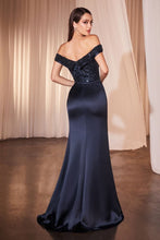 Load image into Gallery viewer, Off The Shoulder Satin &amp; Beaded Gown
