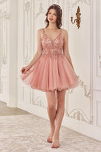 Load image into Gallery viewer, Beaded A-Line Layered Tulle Short Dress
