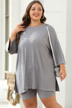 Load image into Gallery viewer, Light Grey Solid Color Loose Tunic Top Loungewear

