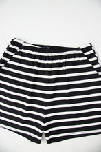 Load image into Gallery viewer, Black White Striped Short Sleeve Top and Shorts Set
