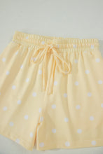 Load image into Gallery viewer, Yellow Exposed Seam Detail Polka Dot Loose Tee Drawstring Shorts Set
