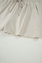 Load image into Gallery viewer, Light Blue Solid Color Puffy Loose Top Drawstring Shorts 2pcs Outfit
