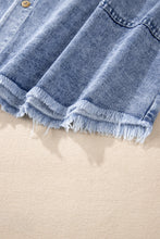 Load image into Gallery viewer, Beau Blue Mineral Wash Long Sleeve Button Up Raw Hem Pocketed Denim Dress
