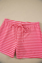 Load image into Gallery viewer, Rose Stripe Side Split Knit Tee Drawstring Shorts Set
