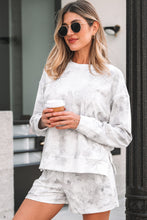 Load image into Gallery viewer, Beige Maple Camo Print Pullover Top and Elastic Waist Casual Short Set

