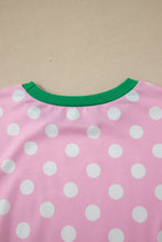 Load image into Gallery viewer, Sky Blue Polka Dot Contrast Edge Casual Short Set
