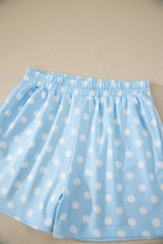 Load image into Gallery viewer, Pink Polka Dot Print Color Block Trim Mock Neck Short Set
