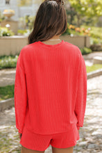 Load image into Gallery viewer, Chestnut Corded Knit Long Sleeve Top and High Waist Shorts Set
