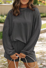 Load image into Gallery viewer, Chestnut Corded Knit Long Sleeve Top and High Waist Shorts Set
