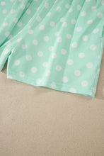 Load image into Gallery viewer, Pink Polka Dot Print Color Block Trim Mock Neck Short Set
