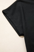 Load image into Gallery viewer, Black Contrast Leopard Bow Patched V Neck Loose Tee Drawstring Shorts 2pcs Outfit
