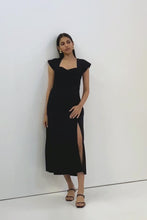 Load image into Gallery viewer, Ruched Dress with Front Slit in Black
