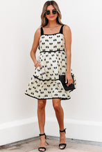 Load image into Gallery viewer, White Bow Knot Color Contrast Trim Knotted Shoulder Mini Dress
