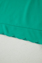 Load image into Gallery viewer, Beau Blue Solid Color Snap Button Polo Collar Short Sleeve Scallop Hem Mini Dress
