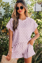 Load image into Gallery viewer, Brown Polka Dot Print Short Set

