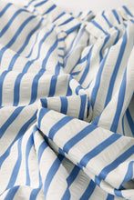Load image into Gallery viewer, Sky Blue Stripe Knotted Bracelet Sleeve Notched Neck Shift Mini Dress
