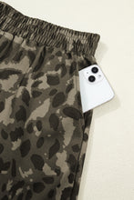 Load image into Gallery viewer, Brown Leopard Print Crew Neck Short Set
