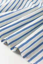 Load image into Gallery viewer, Sky Blue Stripe Knotted Bracelet Sleeve Notched Neck Shift Mini Dress
