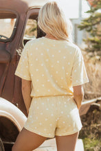 Load image into Gallery viewer, Yellow Exposed Seam Detail Polka Dot Loose Tee Drawstring Shorts Set
