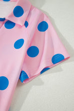 Load image into Gallery viewer, Beige Polka Dot Print V Neck Tee Short Set
