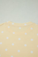 Load image into Gallery viewer, Yellow Exposed Seam Detail Polka Dot Loose Tee Drawstring Shorts Set
