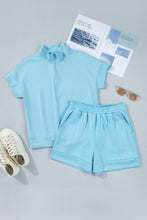 Load image into Gallery viewer, Myosotis Half Zip High Neck Tee Athleisure Short Set

