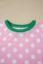 Load image into Gallery viewer, Sky Blue Polka Dot Contrast Edge Casual Short Set

