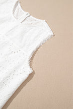 Load image into Gallery viewer, White Floral Eyelet Embroidered Sleeveless Shift Dress
