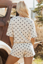 Load image into Gallery viewer, Yellow Exposed Seam Detail Polka Dot Loose Tee Drawstring Shorts Set
