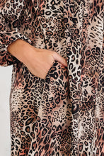 Load image into Gallery viewer, Brown Leopard Ruffled Detail Long Sleeve Loose Mini Dress
