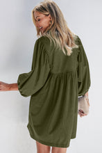 Load image into Gallery viewer, Vineyard Green Corduroy Snap Buttons Empire Waist Bracelet Sleeve Dress
