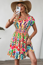 Load image into Gallery viewer, Sky Blue Abstract Print V Neck Dolman Sleeve Ruffle Tiered Mini Dress
