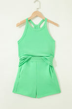 Load image into Gallery viewer, Sachet Pink Slim Tank Top Elastic High Waist Shorts 2pcs Outfit
