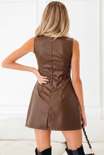 Load image into Gallery viewer, Black Vegan Leather Sleeveless Mini Dress
