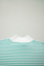 Load image into Gallery viewer, Pink Stripe Oversize Mock Neck Sweatshirt and Shorts Set
