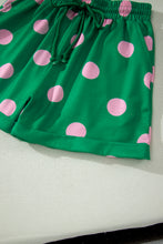 Load image into Gallery viewer, Beige Polka Dot Print V Neck Tee Short Set
