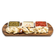 Load image into Gallery viewer, Charcuterie Board with 3 Square Ceramic Dishes  18" x 9"
