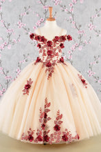 Load image into Gallery viewer, 3-D Flower Embroidery Bead Mesh Kids Dress
