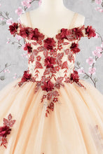 Load image into Gallery viewer, 3-D Flower Embroidery Bead Mesh Kids Dress
