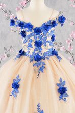 Load image into Gallery viewer, 3-D Flower Embroidery Bead Mesh Kids Dress
