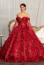 Load image into Gallery viewer, Cut-Away Shoulder Sweetheart Glitter Mesh Quinceanera Dress
