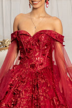 Load image into Gallery viewer, Cut-Away Shoulder Sweetheart Glitter Mesh Quinceanera Dress

