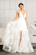 Load image into Gallery viewer, Floral 3D Applique Embellished Mesh V-Neck Wedding Dress
