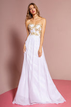 Load image into Gallery viewer, Strapless Sweetheart Chiffon Long Dress with Lace on Bodice
