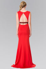 Load image into Gallery viewer, Beaded Waist Line Jersey Long Dress with Cut-Out Back
